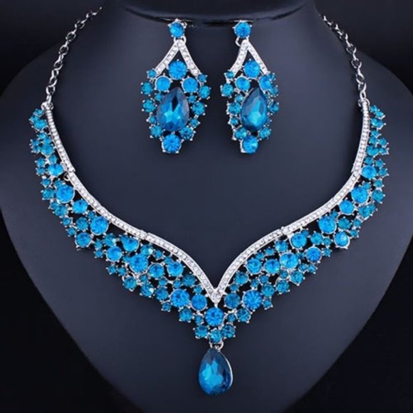 Bella Smyle Jewelry - NS23 | Blue Evening Glam Jewelry Prom Wedding Set